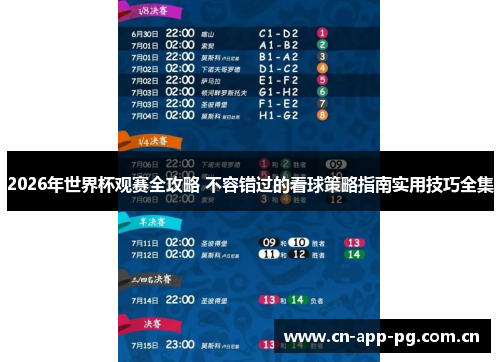 2026年世界杯观赛全攻略 不容错过的看球策略指南实用技巧全集